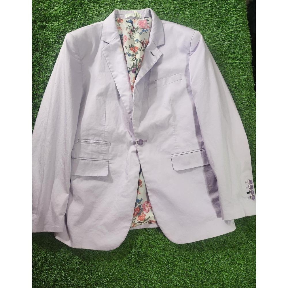 Tailored‎ Recreation Premium Blazer Mens L Purple Floral Lined Stretch Jacket